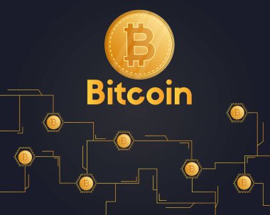 Bitcoin cryptocurrency siyah arka plan stili