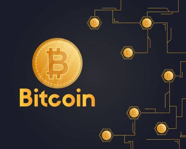 Bitcoin cryptocurrency siyah arka plan stili