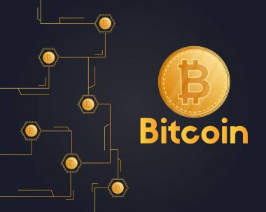 Bitcoin cryptocurrency siyah arka plan stili