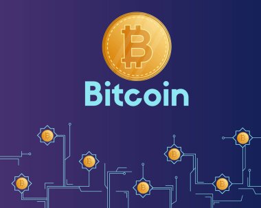 Bitcoin cryptocurrency teknoloji arka plan stili