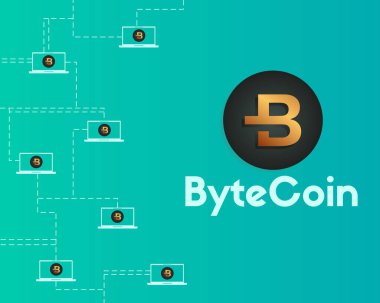 Bytecoin cryptocurrency ağ kavramı arka plan stili