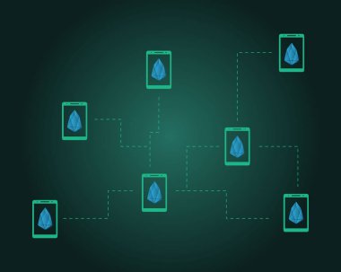 EOS cryptocurrency teknoloji blockchain arka plan stili