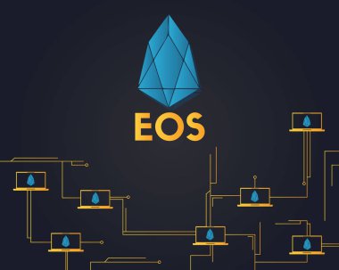 EOS cryptocurrency siyah arka plan stili