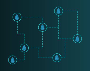 EOS cryptocurrency devre arka plan stili