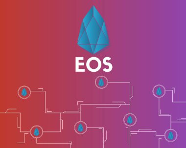 EOS cryptocurrency devre arka plan stili ile