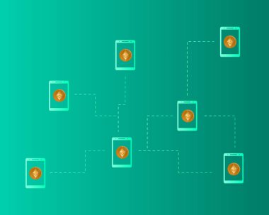 Blockchain ethereum cryptocurrency kavramı arka plan