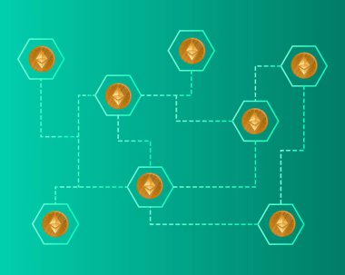 Blockchain ethereum cryptocurrency kavramı arka plan