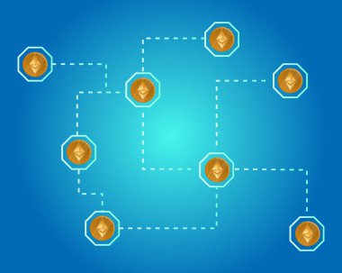 Blockchain ethereum cryptocurrency ağ arka plan