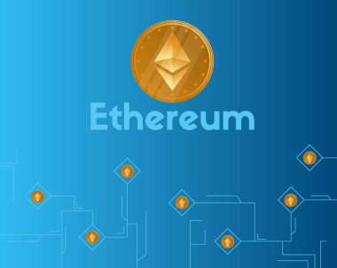Blockchain ethereum cryptocurrency mavi zemin üzerine