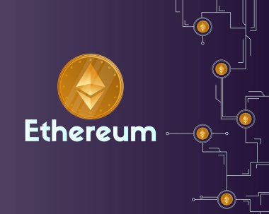 Blockchain ethereum cryptocurrency koyu arka plan üzerinde