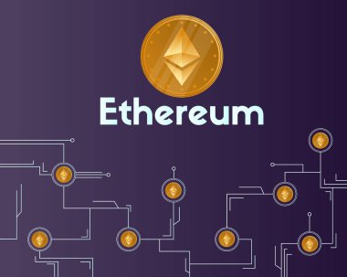 Blockchain ethereum cryptocurrency koyu arka plan üzerinde