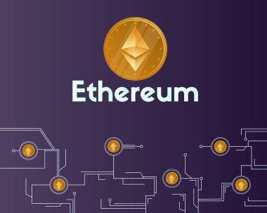 Blockchain ethereum cryptocurrency koyu arka plan üzerinde