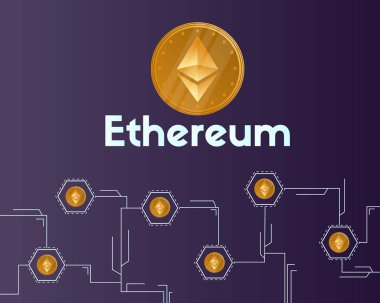 Blockchain ethereum cryptocurrency koyu arka plan üzerinde