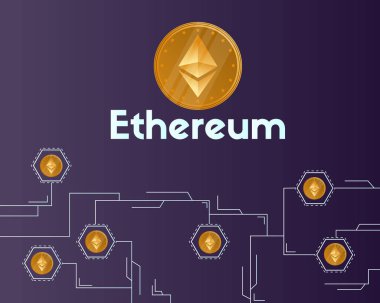 Blockchain ethereum cryptocurrency koyu arka plan üzerinde