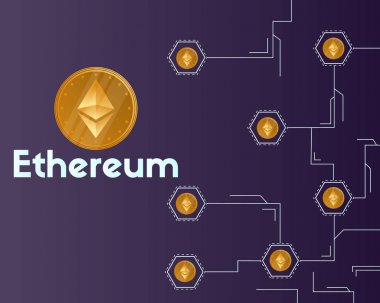 Blockchain ethereum cryptocurrency koyu arka plan üzerinde