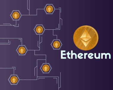 Blockchain ethereum cryptocurrency koyu arka plan üzerinde
