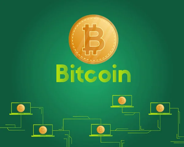 Bitcoin cryptocurrency op groene achtergrondstijl — Stockvector