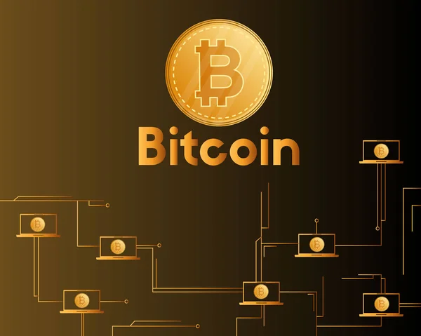 Криптовалюта Bitcoin на коричневом фоне — стоковый вектор