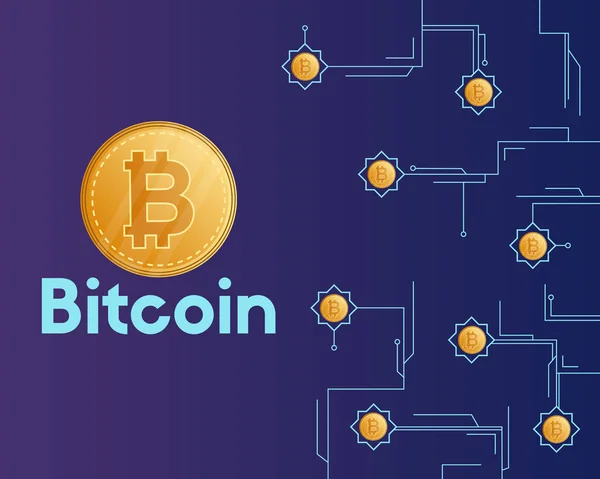 Bitcoin cryptocurrency technologie achtergrondstijl — Stockvector