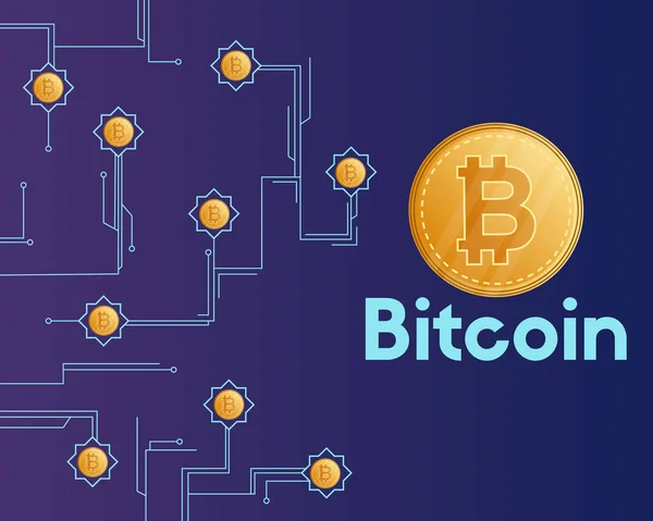 Bitcoin cryptocurrency technologie achtergrondstijl — Stockvector