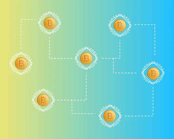 Kryptowaluta Bitcoin networking koncepcja styl tła — Wektor stockowy