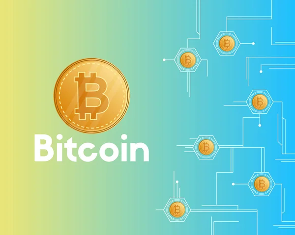 Bitcoin cryptocurrency concept achtergrondstijl networking — Stockvector