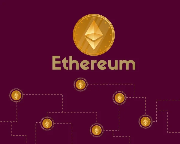 Blockchain ethereum symbol kryptoměn pozadí — Stockový vektor