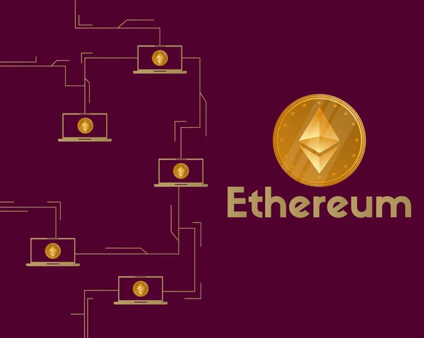 Blockchain ethereum symbol cryptocurrency background — Stock Vector