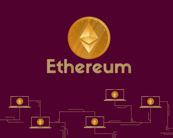 Blockchain Ethereum Symbol Kryptowährung Hintergrund — Stockvektor