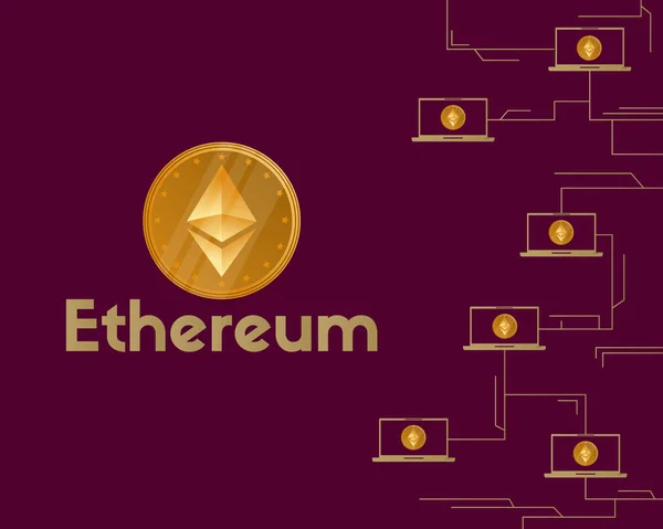 Blockchain ethereum symbol cryptocurrency background — Stock Vector