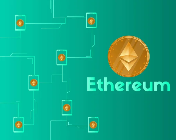 Blockchain ethereum cryptocurrency コンセプト背景 — ストックベクタ