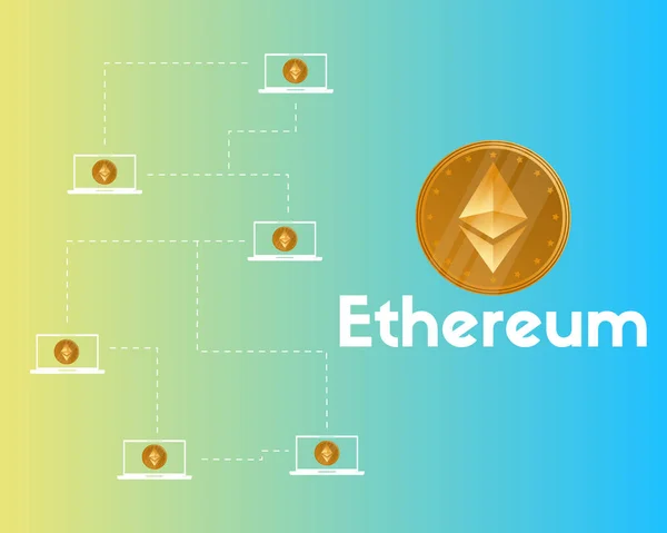 Blockchain éthérie crypto-monnaie style de connexion arrière-plan — Image vectorielle