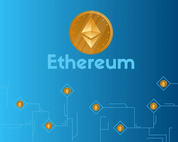 Blockchain ethereum cryptocurrency a kék háttér — Stock Vector