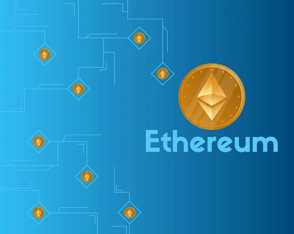 Blockchain ethereum cryptocurrency mavi zemin üzerine — Stok Vektör