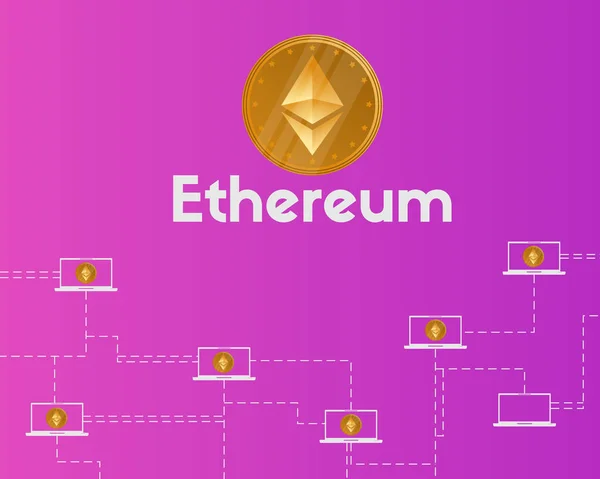 Blockchain ethereum cryptocurrency concetto di rete sfondo — Vettoriale Stock