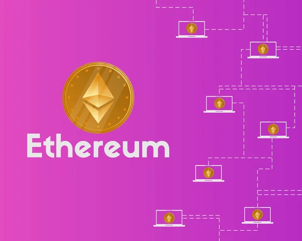 Blockchain Ethereum Kryptowährung Netzwerkkonzept Hintergrund — Stockvektor