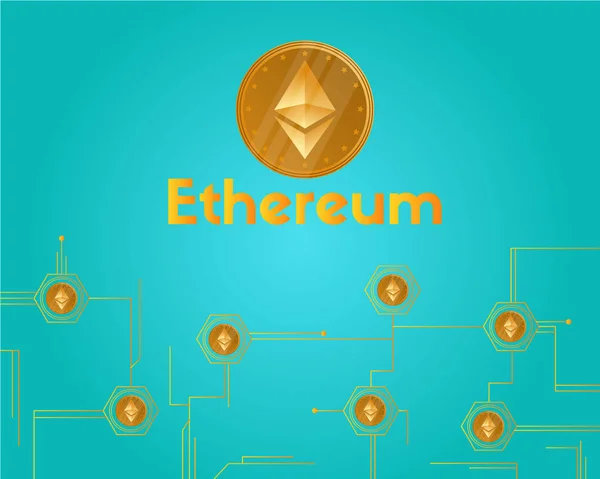 Virtueller Hintergrund der Blockchain-Kryptowährung Ethereum — Stockvektor