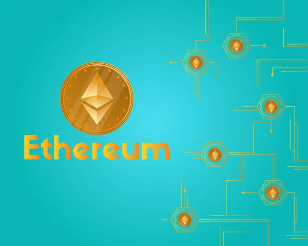 Virtueller Hintergrund der Blockchain-Kryptowährung Ethereum — Stockvektor