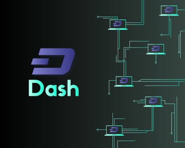 Dash blockchain teknoloji koyu arka plan üzerinde