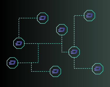 Dash blockchain teknoloji koyu arka plan üzerinde