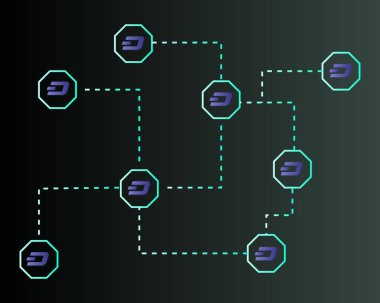Dash blockchain teknoloji koyu arka plan üzerinde