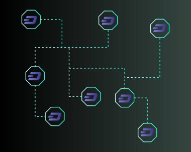 Dash blockchain teknoloji koyu arka plan üzerinde