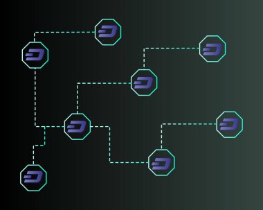Dash blockchain teknoloji koyu arka plan üzerinde