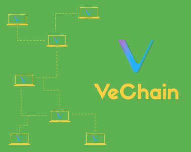 Kavram arka plan ağ Vechain cryptocurrency blockchain