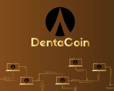 Dentacoin blockchain stili kahverengi zemin üzerine
