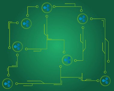 Cryptocurrency blockchain teknoloji stili arka plan dalgalanma