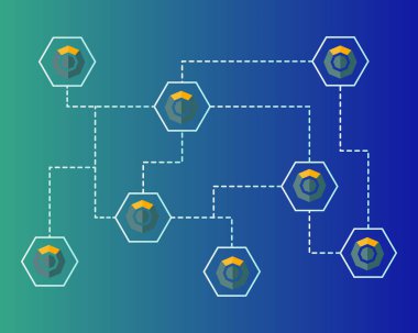 Blockchain komodo sembolü ağ arka plan