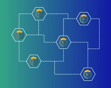 Blockchain komodo sembolü ağ arka plan