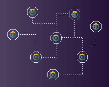 Arka plan ağ Blockchain komodo sembol teknoloji