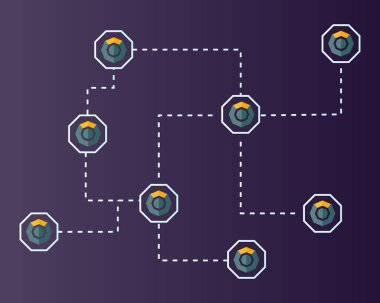 Arka plan ağ Blockchain komodo sembol teknoloji